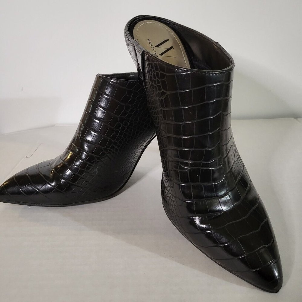 WORTHINGTON womens Zenith high heel dress shoe size 8 M black faux leather Mule
